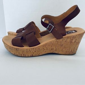 Brown "Leather" Strapped Wedges